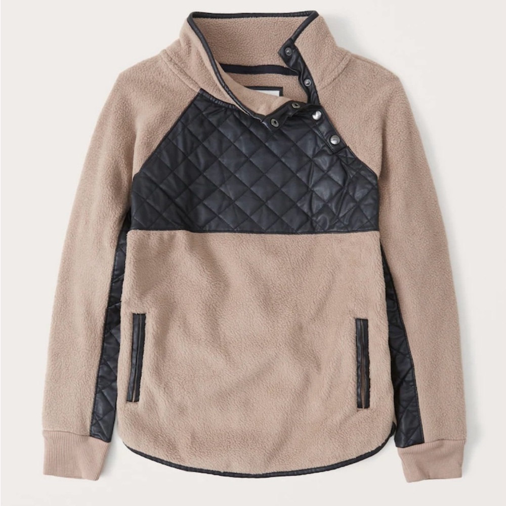 Abercrombie & Fitch Tan Quilted Fleece Pullover